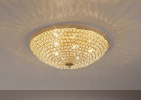 IL30757  Ava Crystal  Flush Ceiling 6 Light French Gold